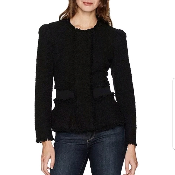 Rebecca Taylor Black Tweed Jacket W Rib 